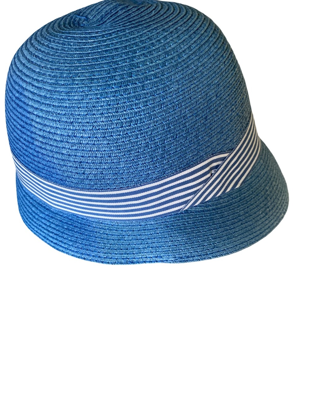 Augusta cloche blue  Straw Sun Hat with Striped Band-L